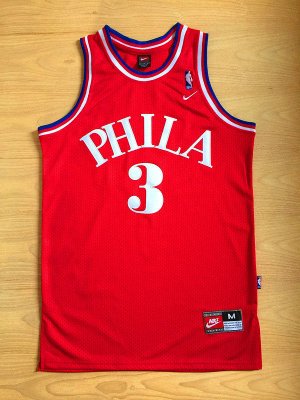 Maillot De Basket Philadelphia 76ers Allen Iverson 3 64 Years Engrener Retro Rouge